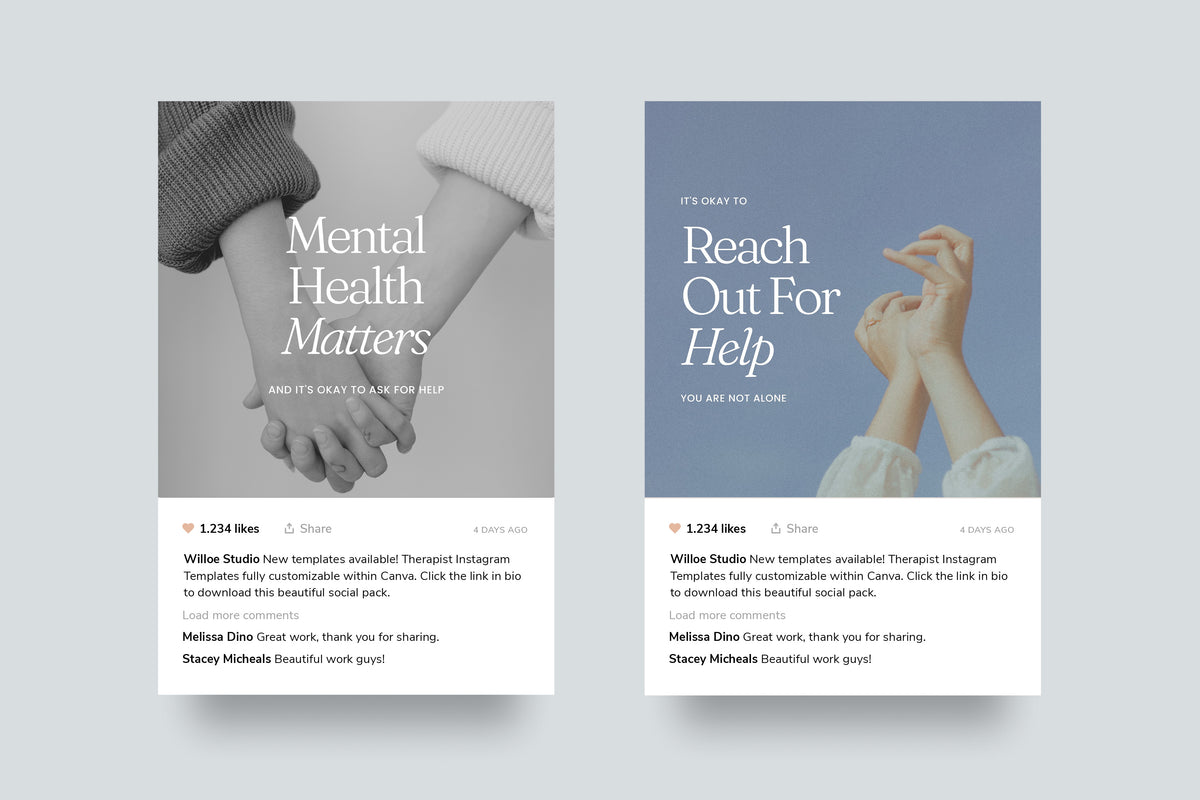 Therapist Instagram Posts | Canva Template | Social Media Templates ...