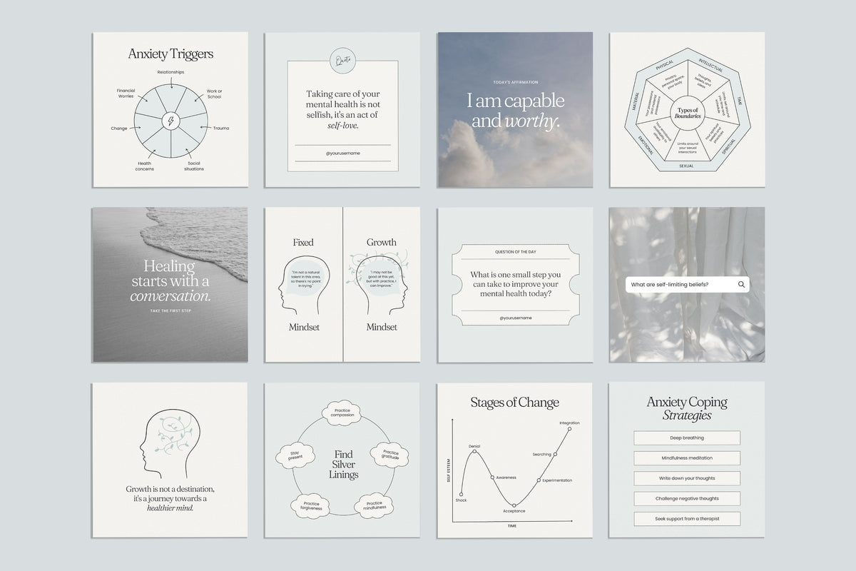 Therapist Instagram Posts | Canva Template | Social Media Templates ...