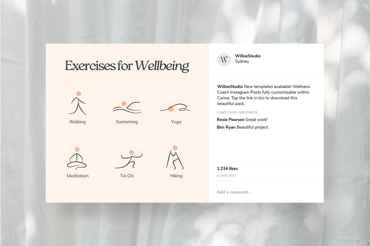 Wellness Coach Social Media Templates for Canva – Willoe Studio